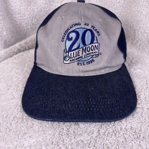 Blue Moon Brewing Co Mens Hat 20th Anniversary Snapback Blue Gray Denim